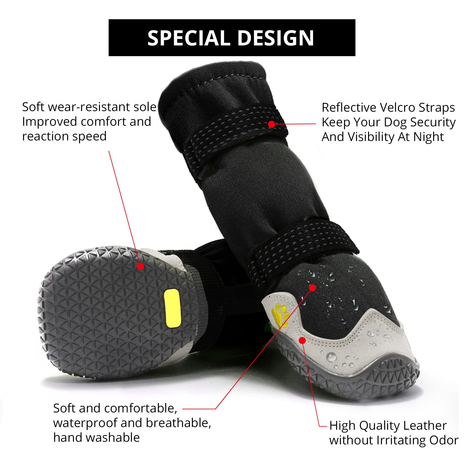 Dog Shoes For Hot Pavement Anti-Slip Dog Boots & Paw Protectors For Summer Rainy Day Dog Snow Boots Waterproof Dog Shoes For Sma